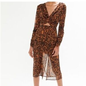 Finders Keepers Brown and Black Long Sleeve Dress